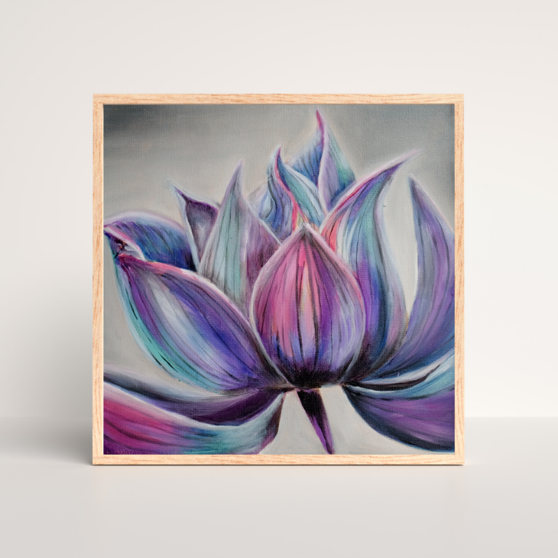 Lotus Nebula original mixed media painting - 10x10 cosmic flower art by Vancouver artist Art by Krit