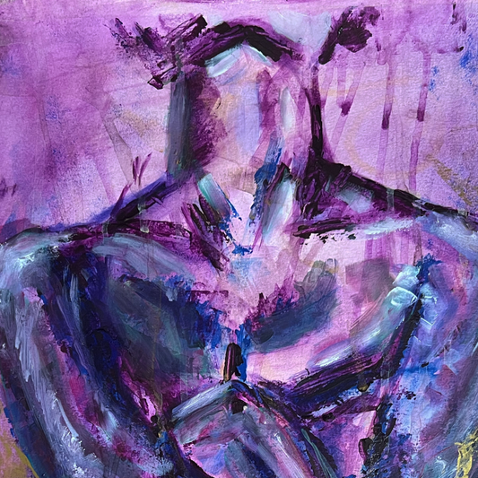 original mixed media artwork in purple and gold by Vancouver artist Art by Krit