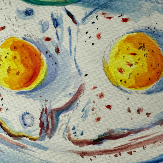 Avocado & Eggs - Original Gouache Painting