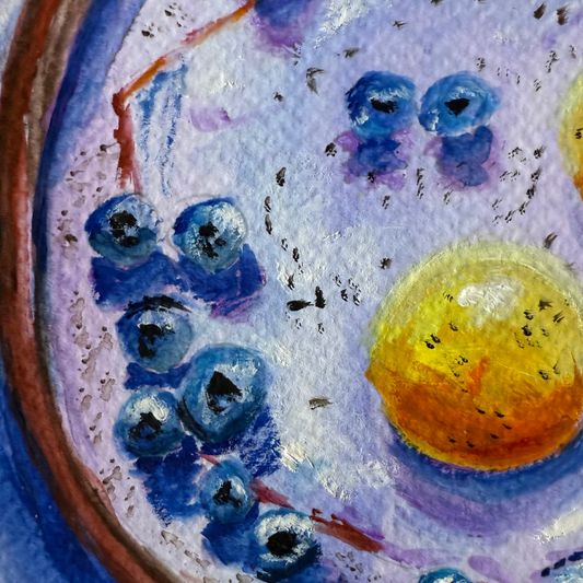 Blueberry Orbit original gouache painting - cosmic breakfast art - Vancouver Brunch Series by Art by Krit