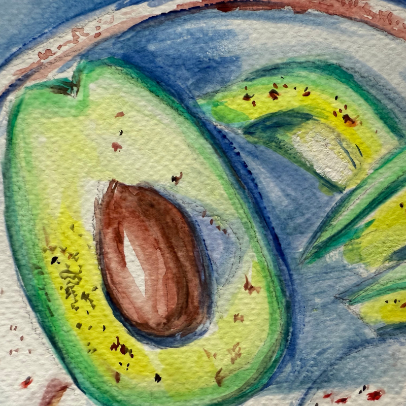 Avocado & Eggs - Original Gouache Painting