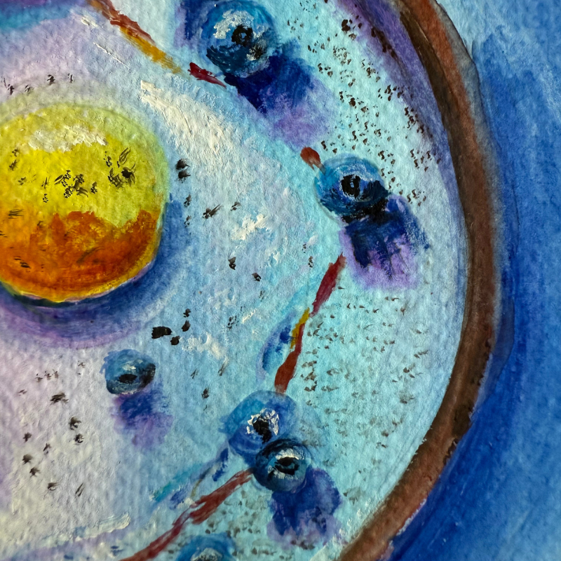 Blueberry Orbit original gouache painting - cosmic breakfast art - Vancouver Brunch Series by Art by Krit