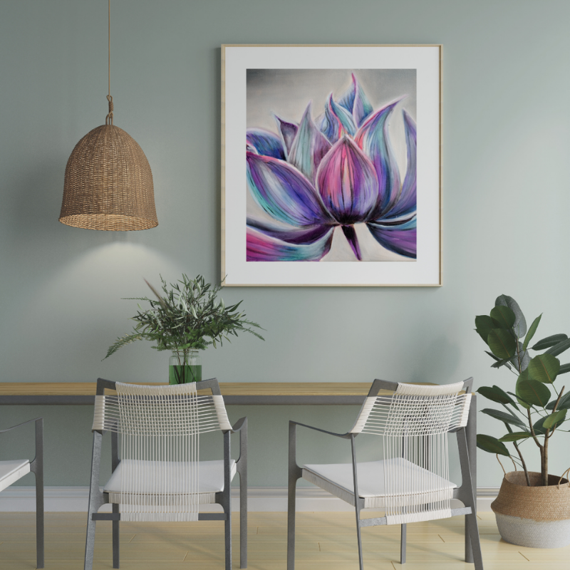 Lotus Nebula original mixed media painting - 10x10 cosmic flower art by Vancouver artist Art by Krit
