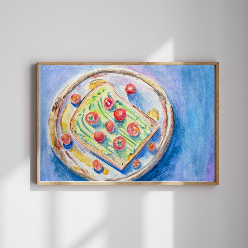 Cherry Tomato Toast Original Gouache Painting
