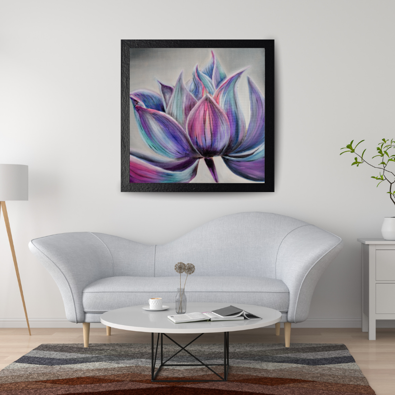 Lotus Nebula original mixed media painting - 10x10 cosmic flower art by Vancouver artist Art by Krit