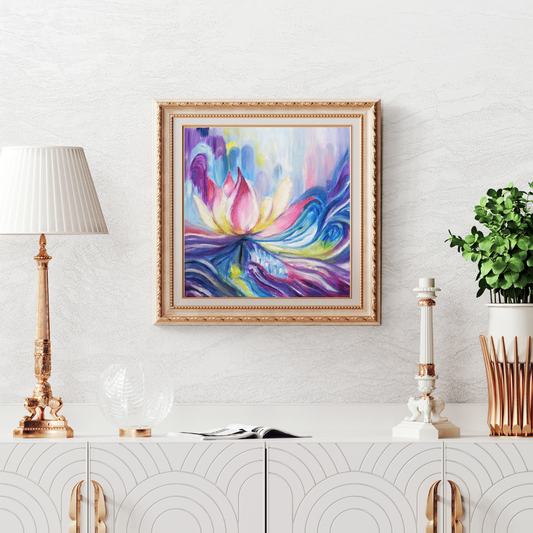 Bloom Limited Edition Art Print - abstract lotus flower in pink and purple by Vancouver artist Art by Krit