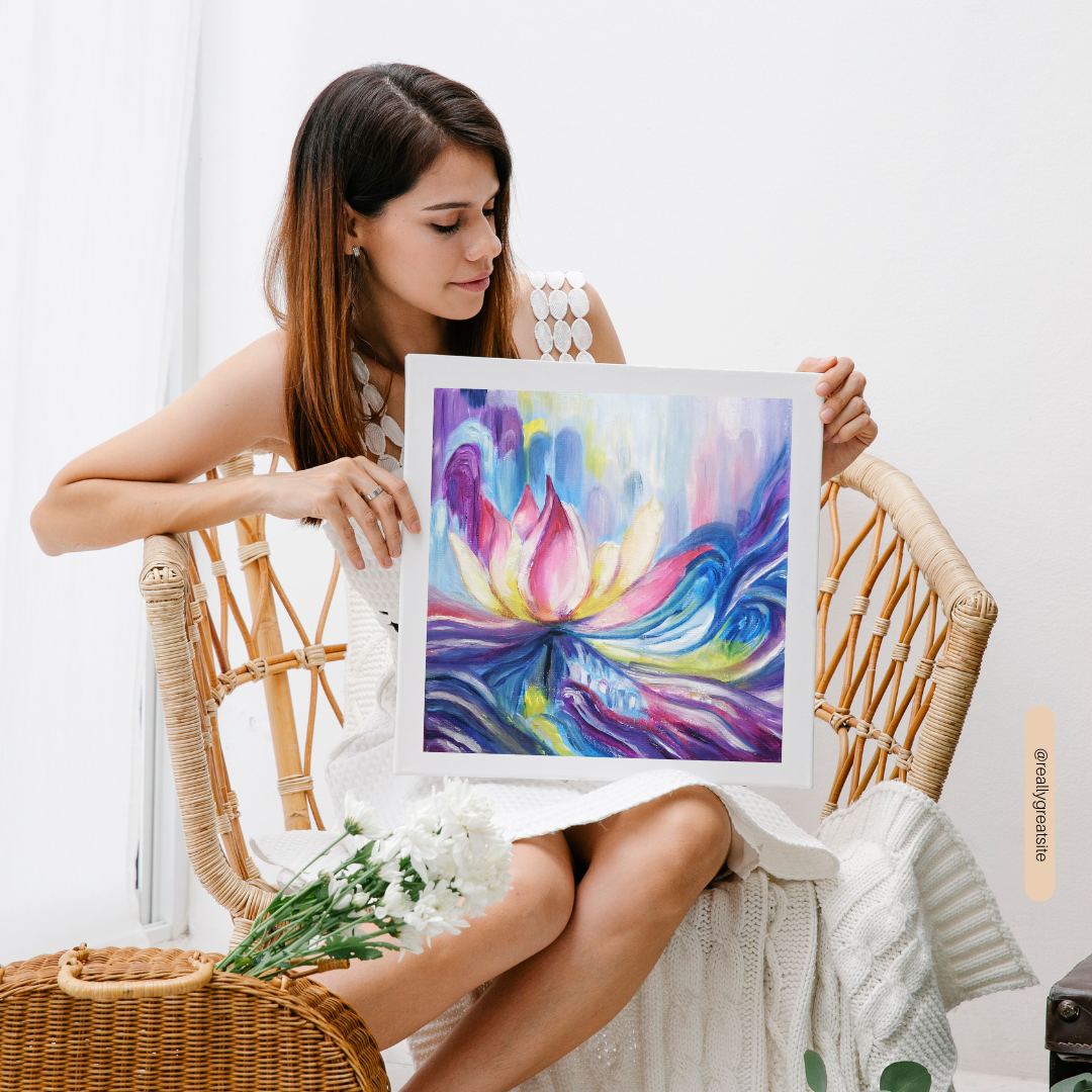 Bloom Limited Edition Art Print - abstract lotus flower in pink and purple by Vancouver artist Art by Krit