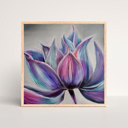 Lotus Nebula original mixed media painting - 10x10 cosmic flower art by Vancouver artist Art by Krit