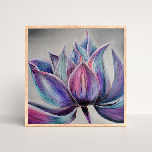 Lotus Nebula original mixed media painting - 10x10 cosmic flower art by Vancouver artist Art by Krit