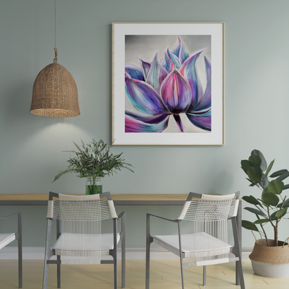 Lotus Nebula original mixed media painting - 10x10 cosmic flower art by Vancouver artist Art by Krit