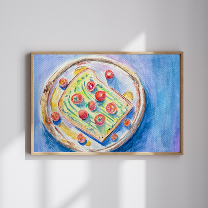Cherry Tomato Toast Original Gouache Painting