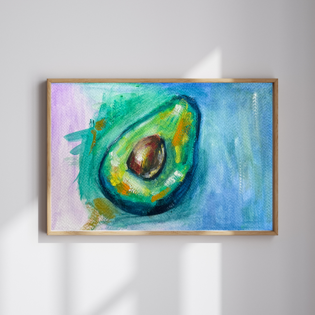 Avocado Dreams original gouache painting - Vancouver Brunch Series by Art by Krit - contemporary kitchen wall art