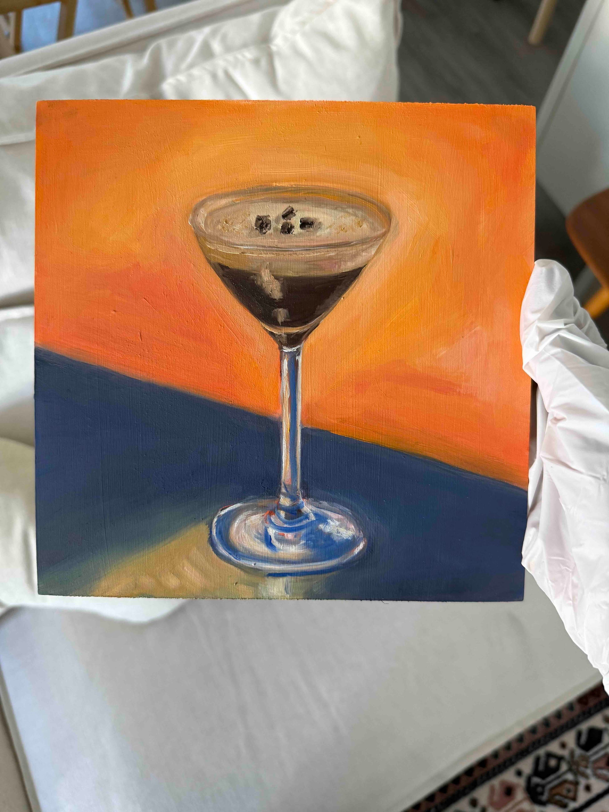 Espresso Martini — original oil painting by Kritteka, 8x8 in, on canvas
