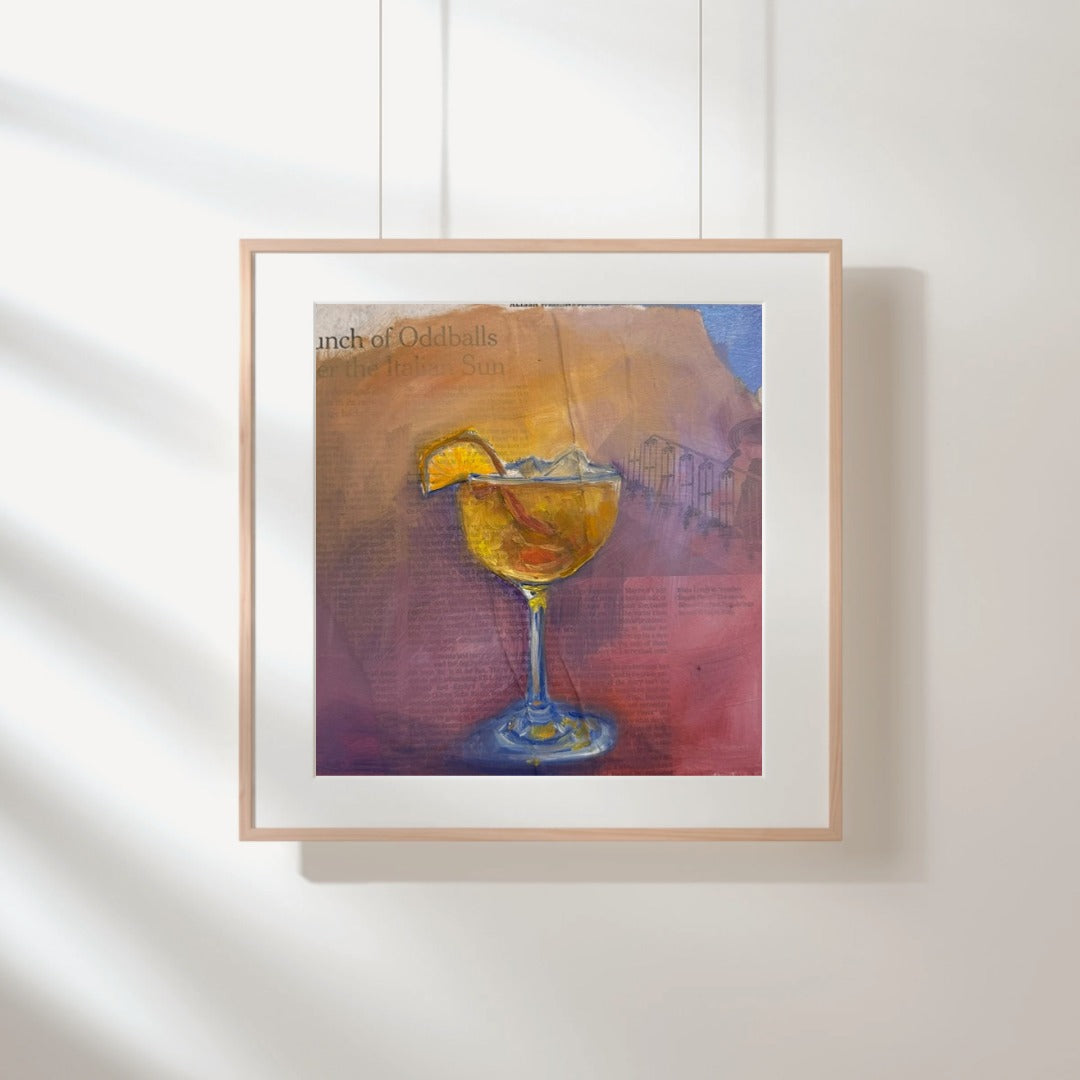 Manhattan painting by Kritteka shown framed on a wall, lifestyle mockup
