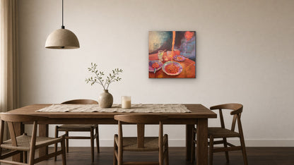 Italian Dinner hanging above a dining table