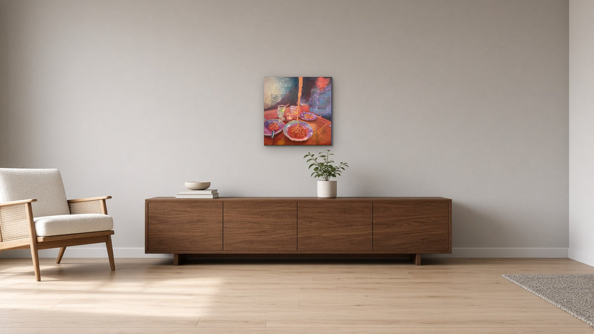 Italian Dinner hanging above a sideboard